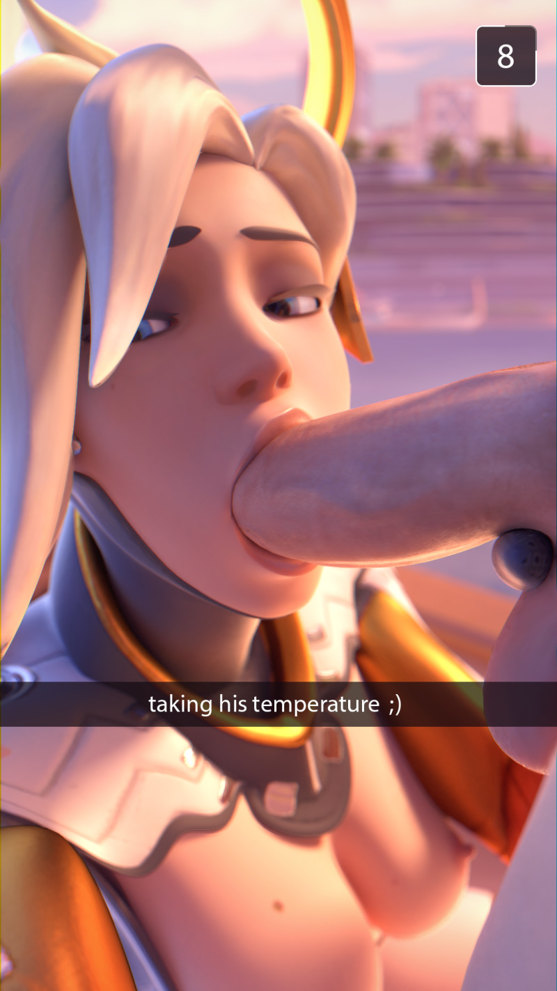 Mercy taking someones temperature picture