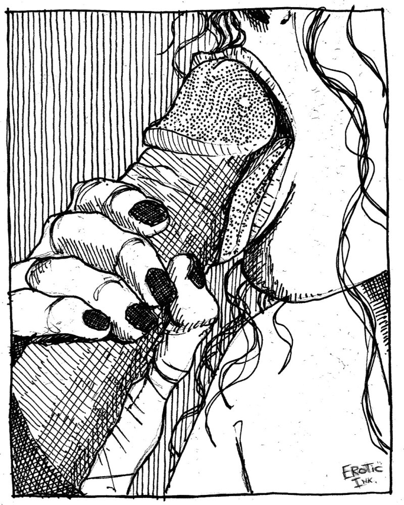 흑백 입으로 스케치. picture