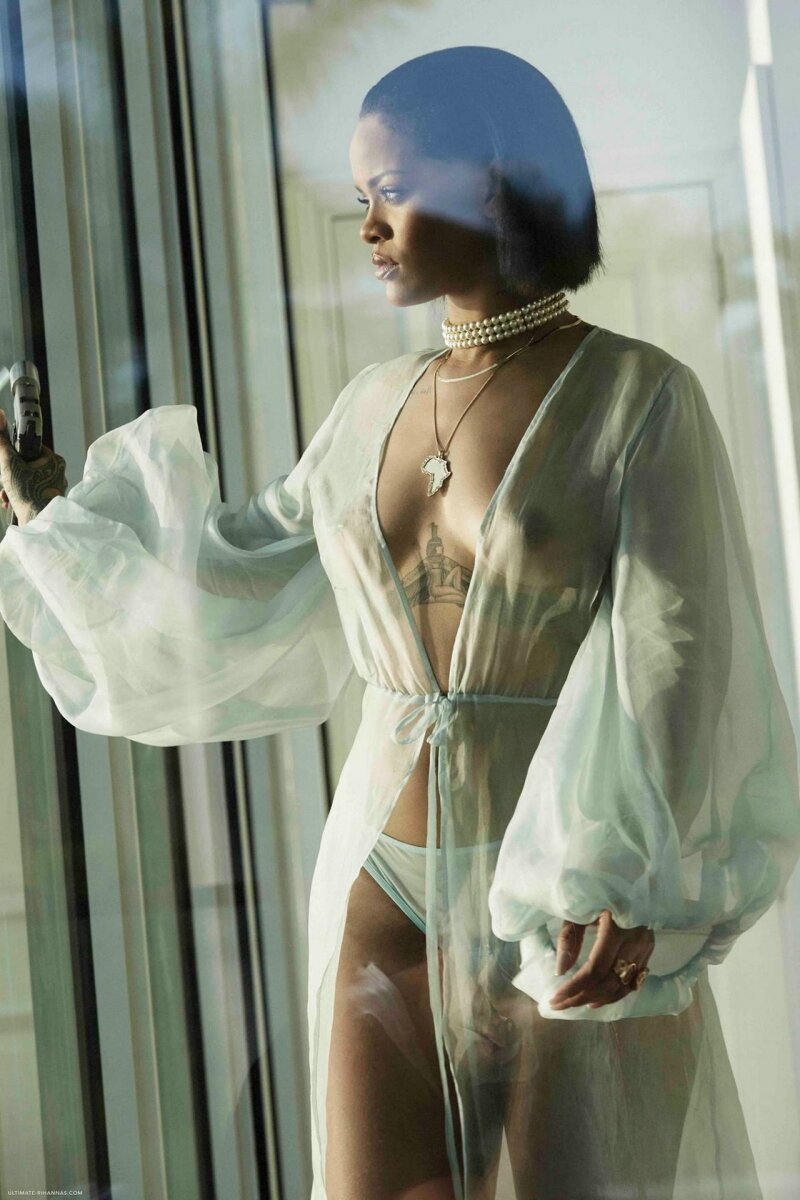 Rihanna in see through dress in Needed Me picture