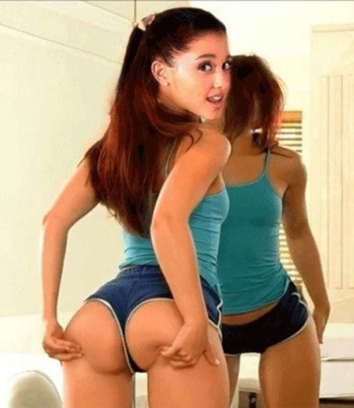 Ariana Grande（？）在赃物短裤中炫耀她的屁股 picture