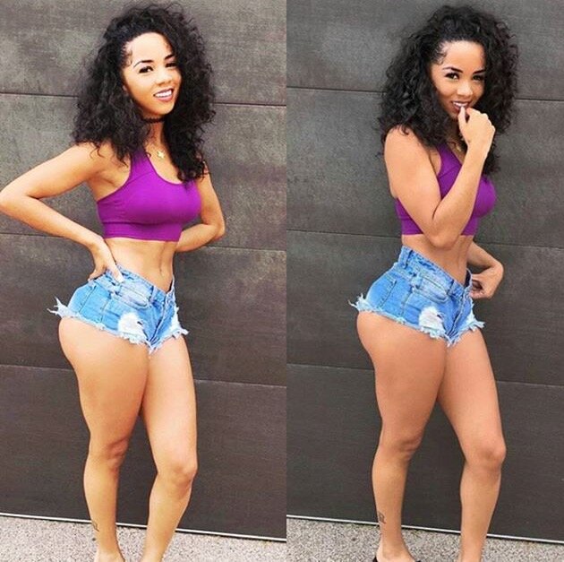 Hot Brittany Renner with half her juicy ass out in public picture