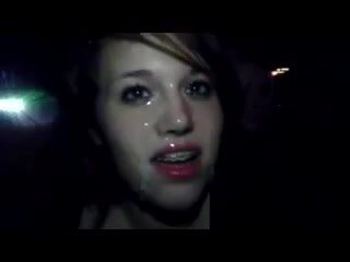 Adorable teen with braces sucks off strangers in a club! What a fucking whore! picture