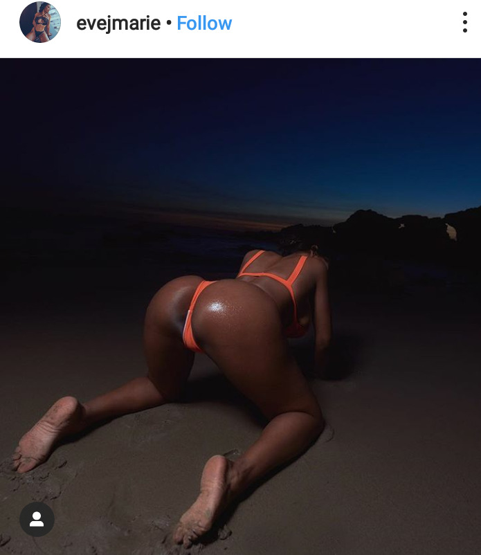Instagram models asshole peeking out of thong on beach picture