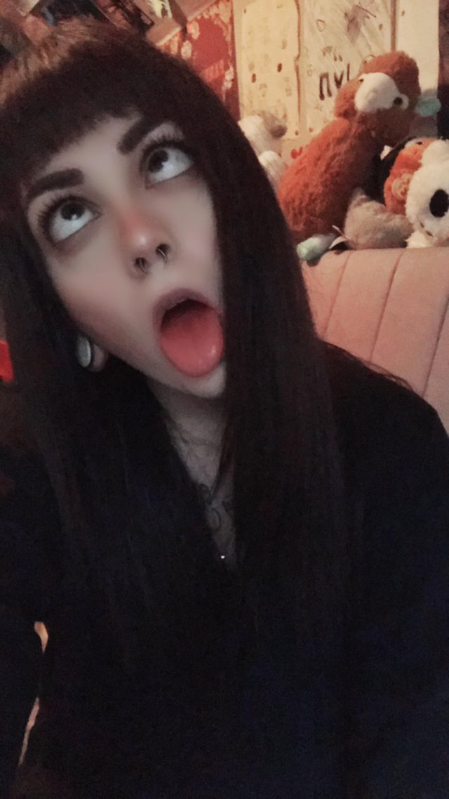 Cute dark haired emo teen ahegao picture