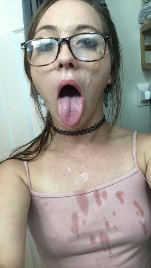She wants more jizz down that slutty throat of hers picture