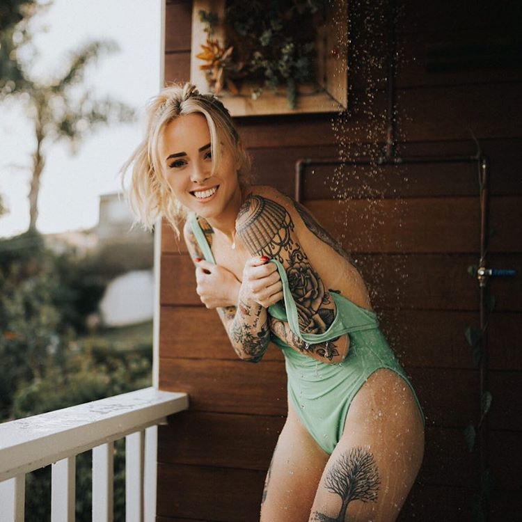 Alysha Nett shy in the shower picture