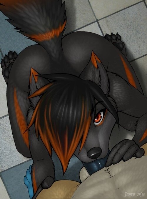 Black Furred with Orange Highlights Foxeh Emo Blow picture