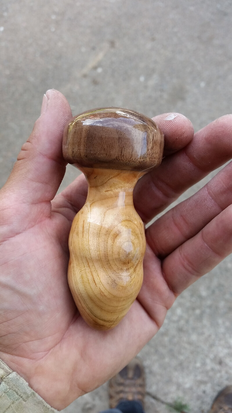 Hand crafted wood butt plug of black cherry and black walnut. Message me for info, or purchase at: www.etsy.com/shop/ClandestineWoodwork picture