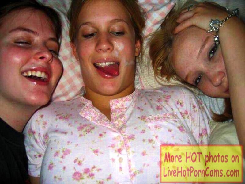 笑顔で顔射をしている3人のアマチュアウェブカメラティーン！ picture