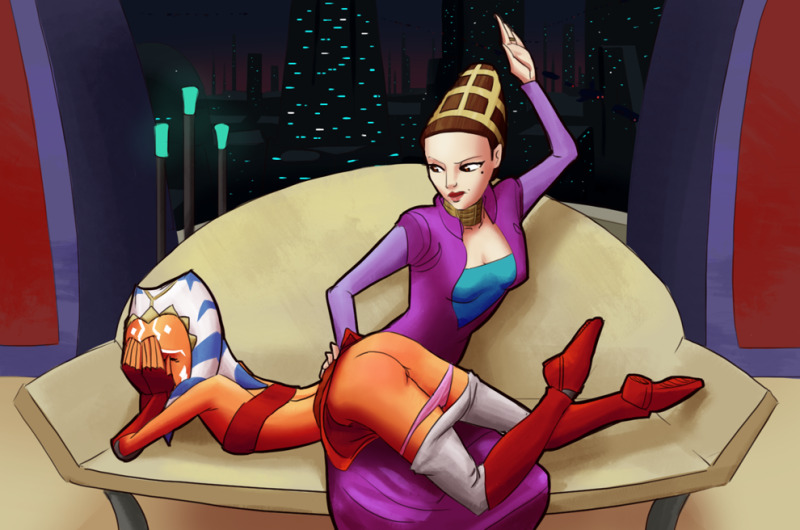 ahsoka_tano ass clone_wars embarrassed padme_amidala spanking star_wars tourbillon picture