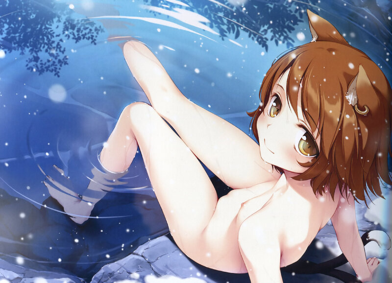 Anime Fox Character in moonlit bath pond picture