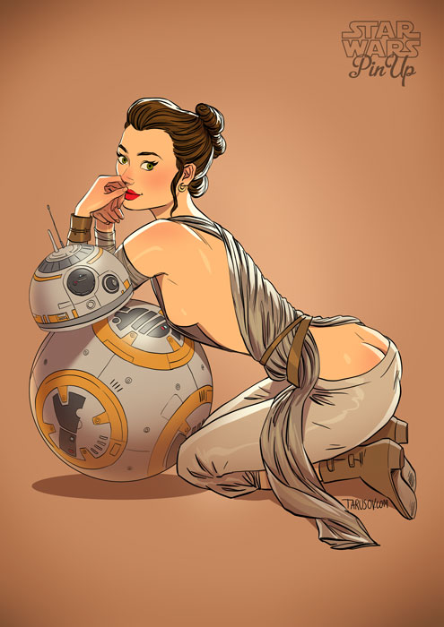 STAR WARS Pin-Up : Rey and BB-8 by Andrew Tarusov picture