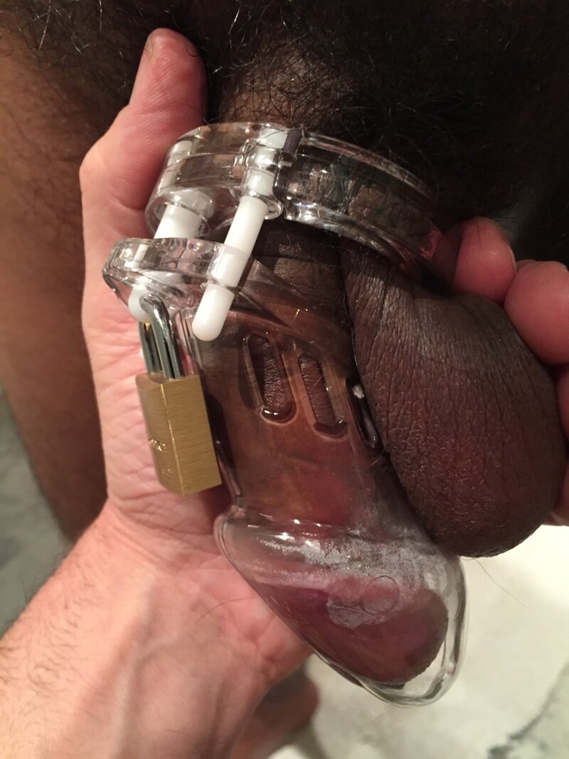 Wow!! I am used to seeing small dick white boys in chastity. But here is a small black caged cock. picture