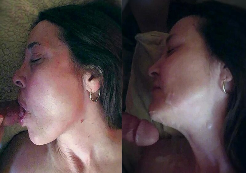 Mature sucking black cock and taking Facial picture