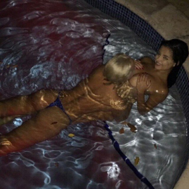 demi rose & ashley martelle playing in pool picture