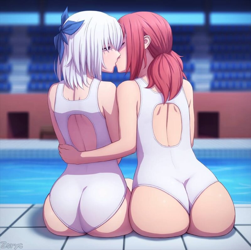 섹시한 chicas del 아니메 ''Keijo '', besándose. picture