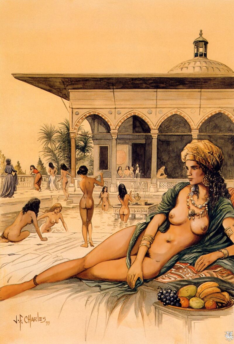 J. F Charles art: scenes in a harem picture