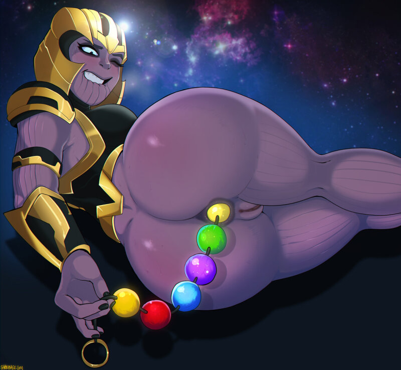 Lady thanos with the infinity beads picture
