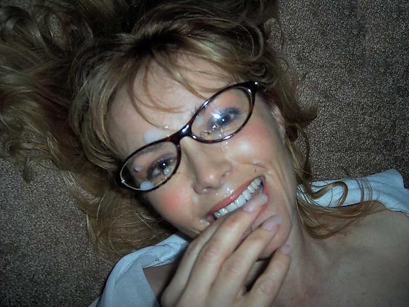 Milf gets glasses cum covered picture