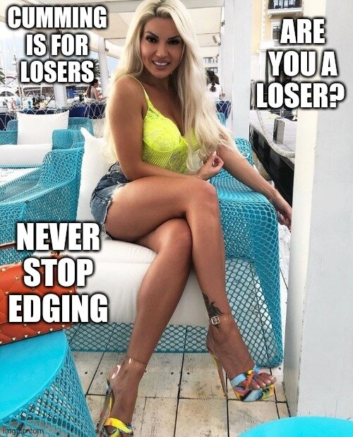 Blond milf encourages you to edge harder picture