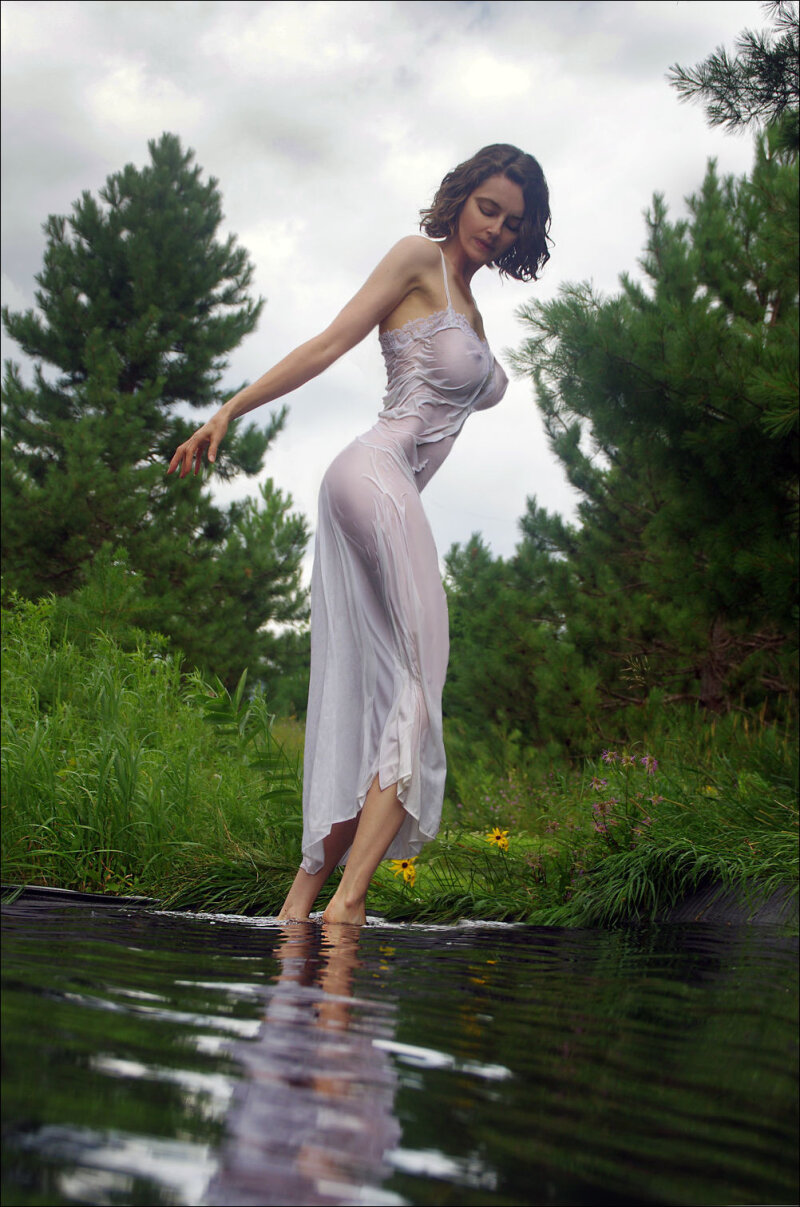 See Through Dress Wading In The Water picture