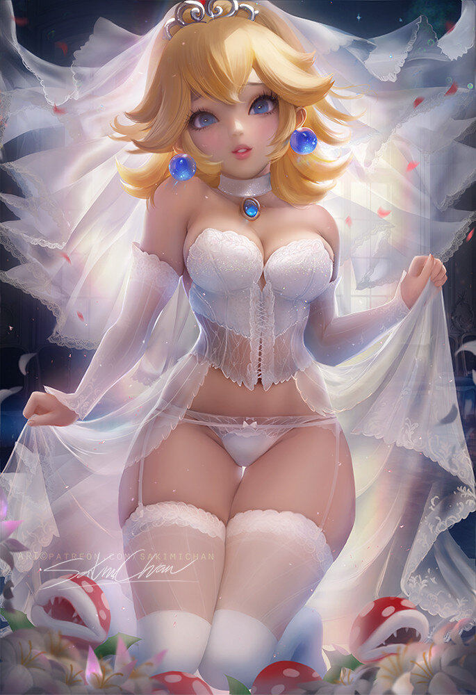 Stunning Princess Peach in a wedding dress. picture