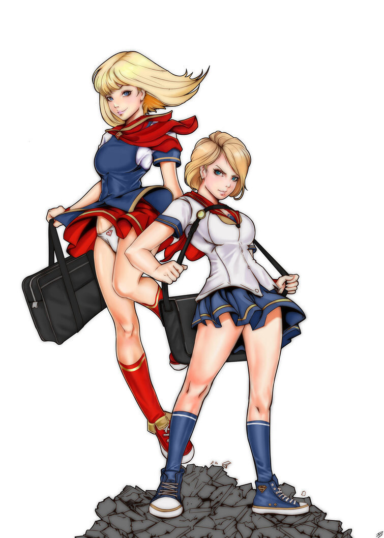 Schoolgirls Supergirl & Powergirl picture