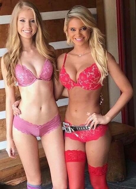 Hot blonde teens. The thigh gap on the pink one got me thinking all about her pussy picture