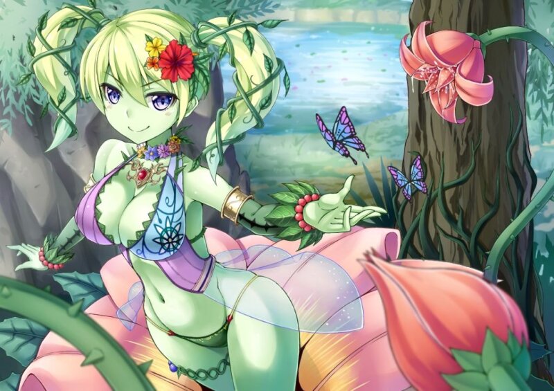 9Cloud.Us 0049 17071 Alraune Bikini Blue Eyes Green Hair Monster Girl Plant Girl Swimsuit picture