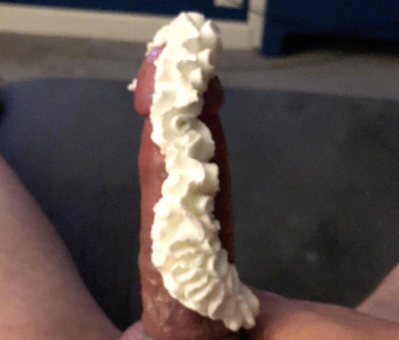 That big cock covered in whipped cream for your sweettooth picture