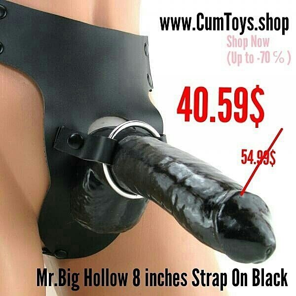 Mr. Big Hollow 8 인치 스트랩 온 블랙 / 지금 구매하세요 www'CumToys'shop / 최대 70 % 할인 / picture