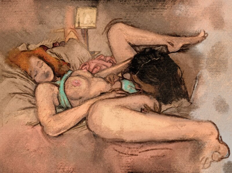 Kağıt üzerine Pastel. "Besties" picture
