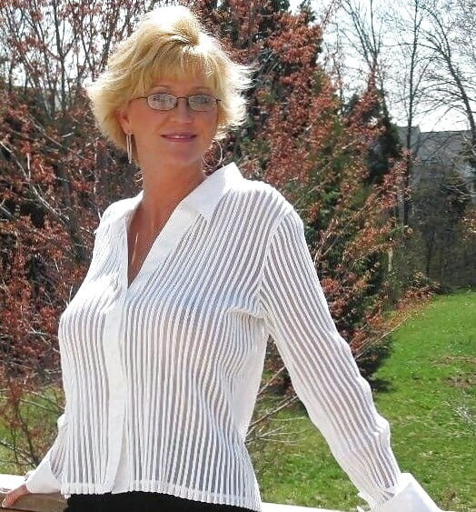 Just me in a white blouse outside picture