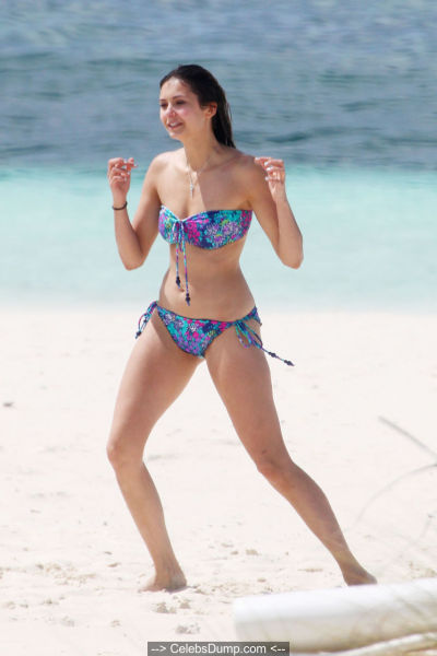 Nina Dobrev sahilde bikinili sıcak eşek picture