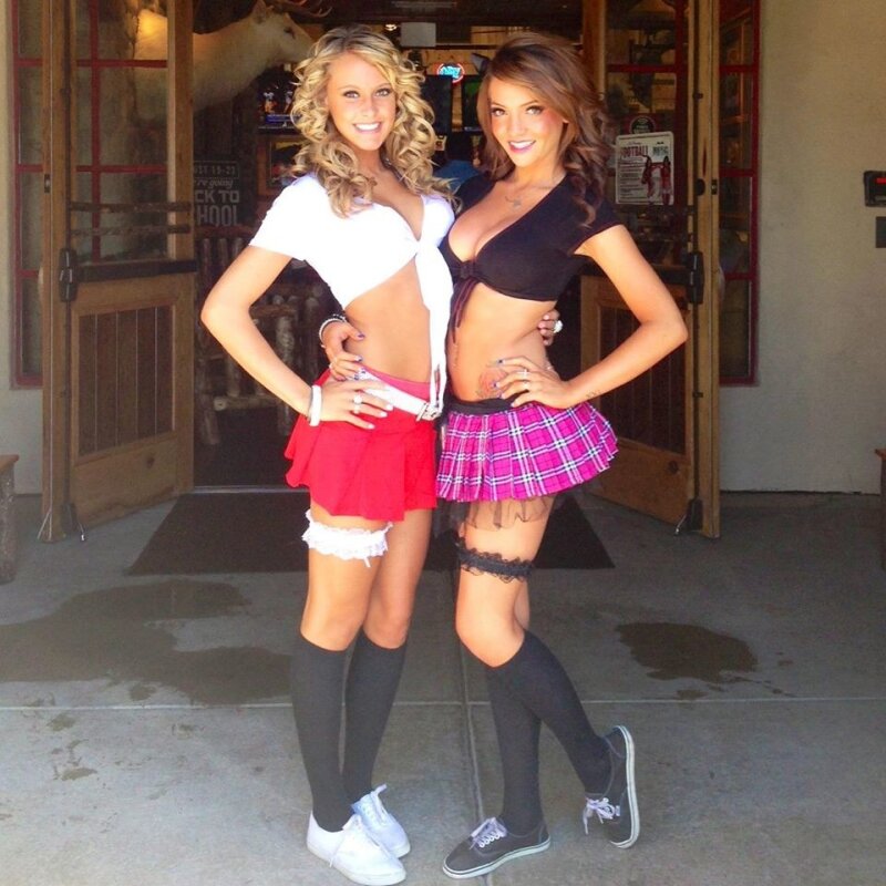 two sexy bimbo sluts in skirts picture