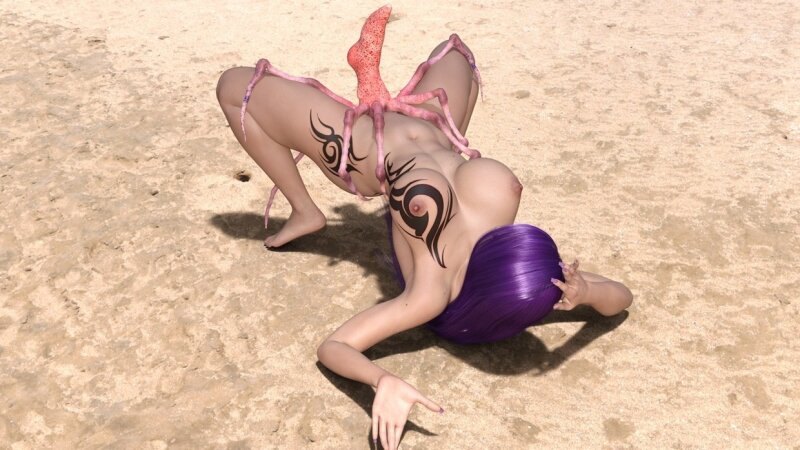 CGI woman with big tits fucked on beach by alien. picture