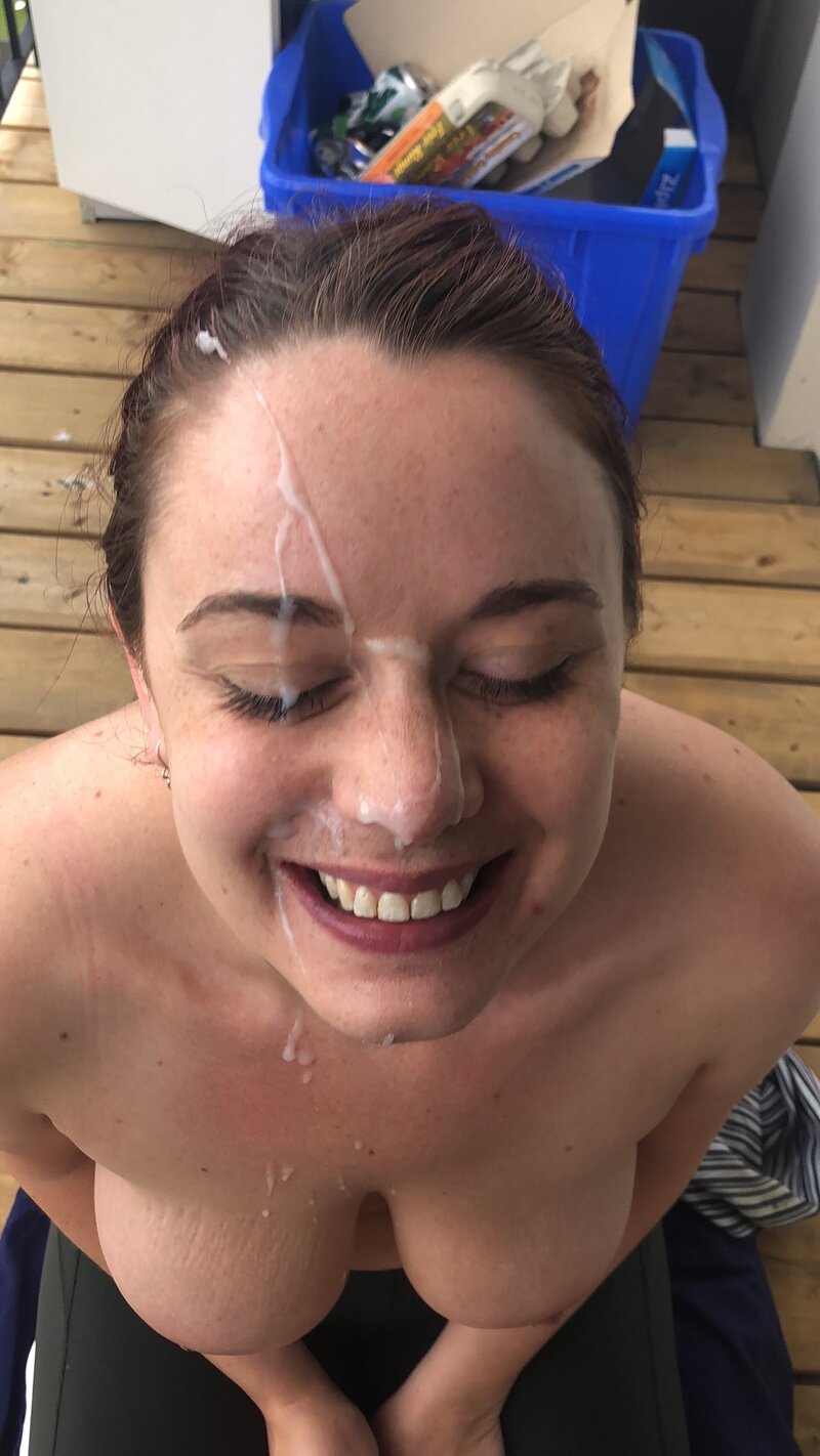 big smile, big tits, big facial picture