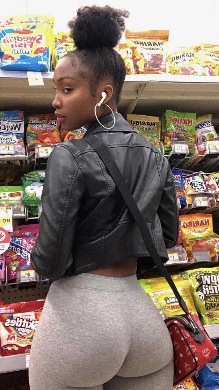 Fine Thick Ebony Ass in Gray Yoga Pants in Store picture