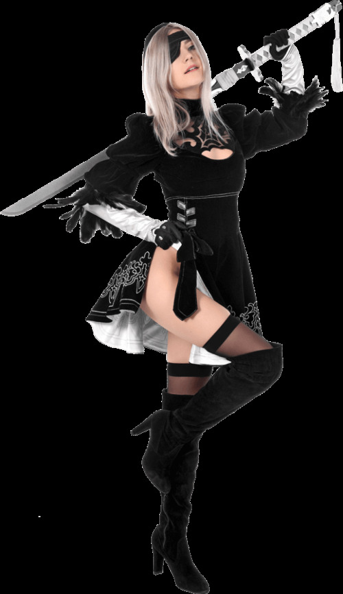 Eva Elfie cosplay like 2B from Nier Automata picture