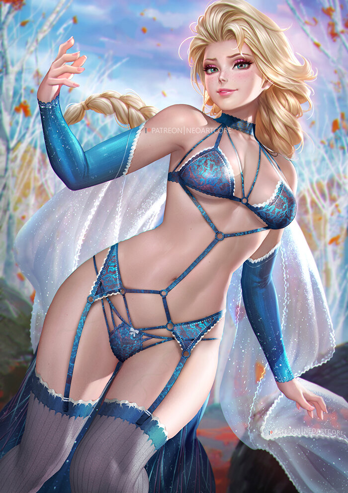 Elsa in blue lingerie picture