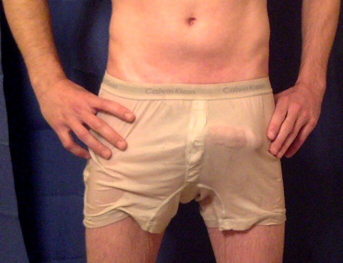 Boner in my wet calvin klein boxer briefs selfie picture