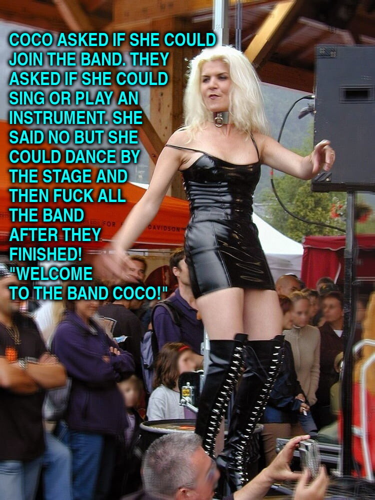 Captions with Coco the blonde whore and exposed picture