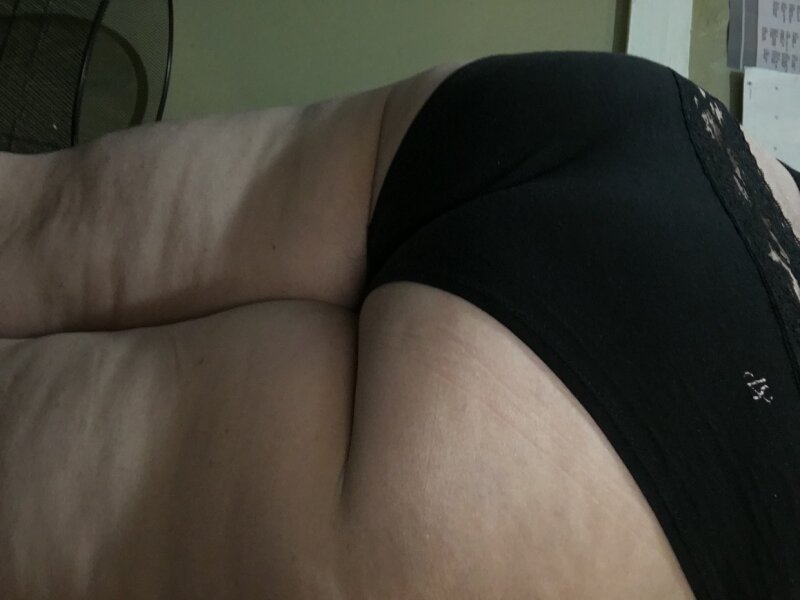 my nice round ass in black cotton panties with a little lace picture