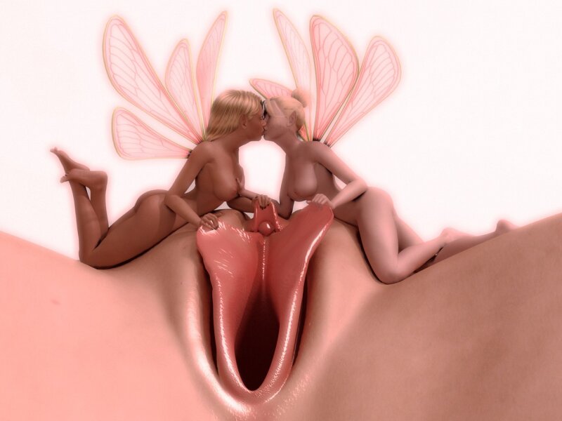 2 fairies kissing before masturbating this giant pussy picture