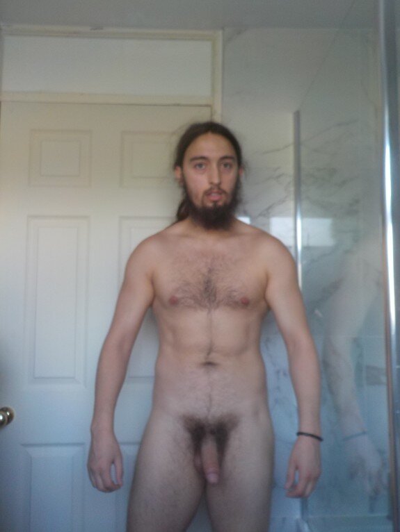 Nude standing in bathroom selfie picture