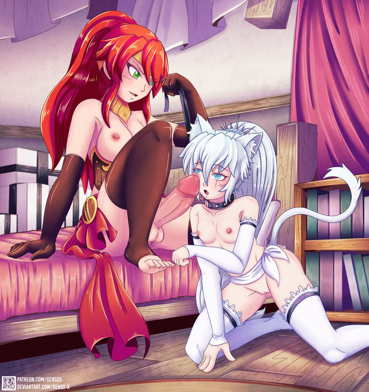 hentai 쉬 메일 빨강 머리 흰색 머리카락 rwby picture