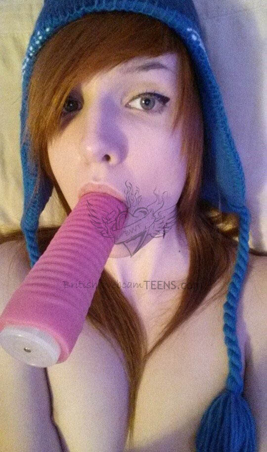 Teen loves her new dildo toy - its a real tight squeeze picture