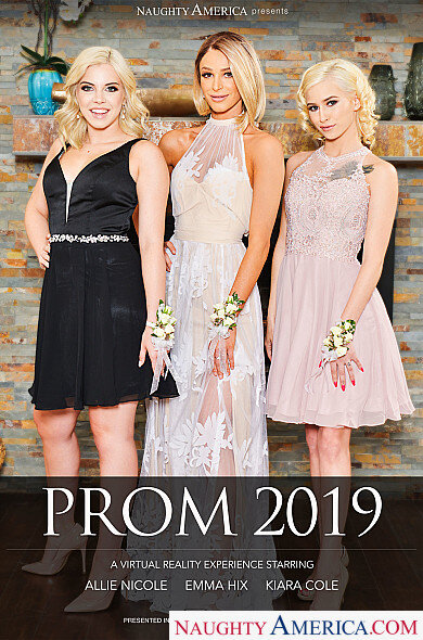 Non nude teen pornstars Allie Nicole, Emma Hix and Kiara Cole in prom dresses picture