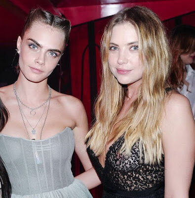 Ashley Benson and Cara Delevigne braless in see thru dress on Dior Lipstick Launch Party HQ picture