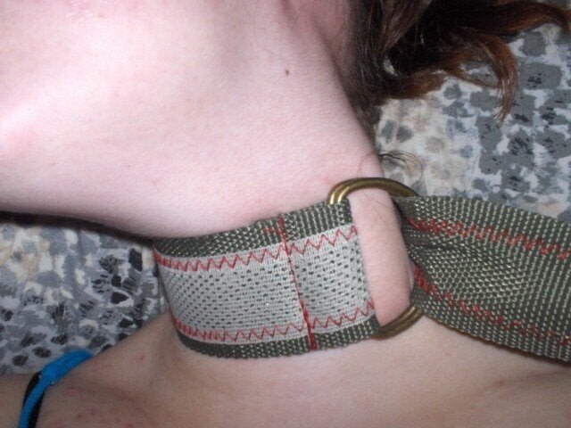 Self choking with a belt, bet that got her cunt wet!!! picture